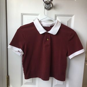 Maroon Collared Crop Top